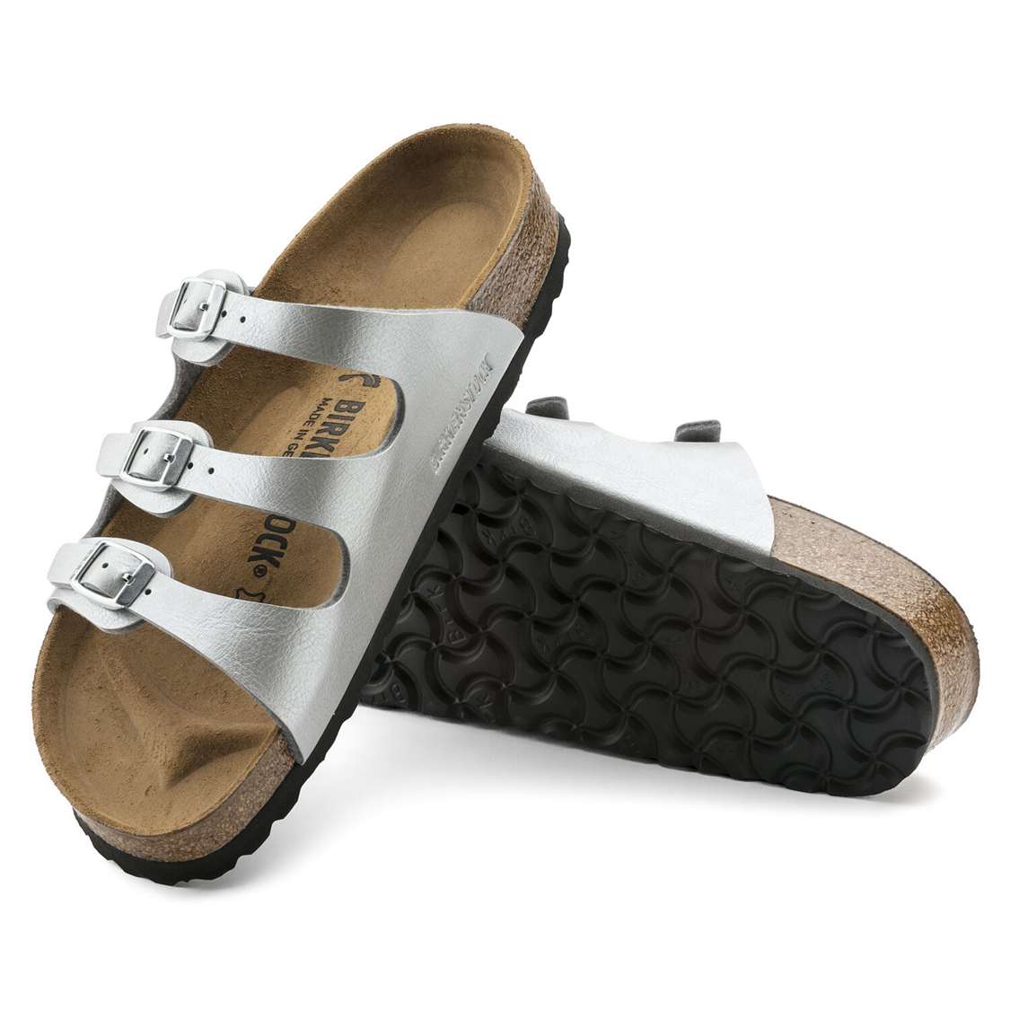 Birkenstock Florida Birko-Flor Multi Strap Sandals Silver | dKaGe45rQyA