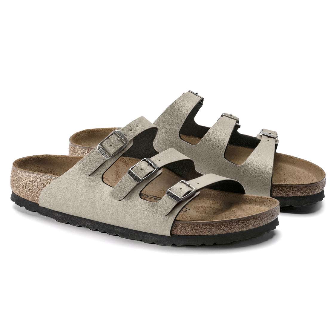 Birkenstock Florida Fresh Birko-Flor Multi Strap Sandals Grey | mHGLr4n54ZN