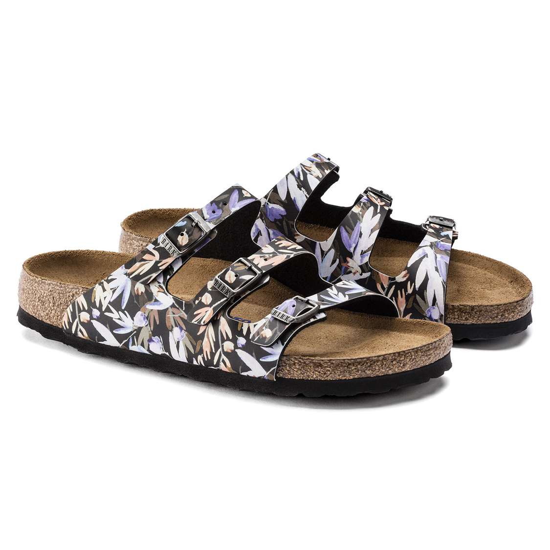 Birkenstock Florida Fresh Soft Footbed Birko-Flor Multi Strap Sandals Black | x2nAjphCwBL