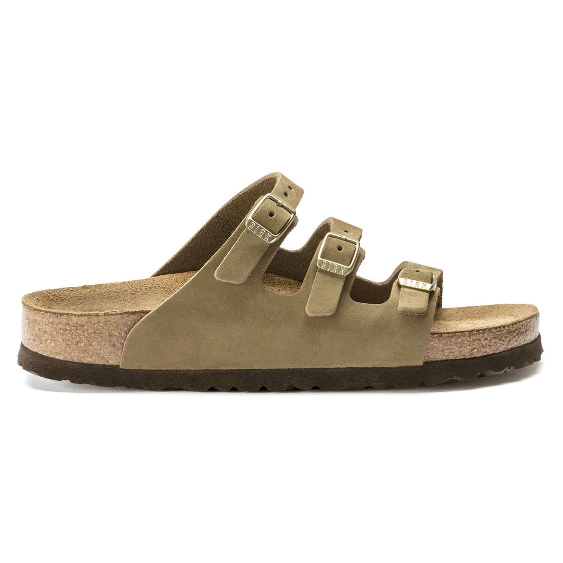 Birkenstock Florida Fresh Soft Footbed Nubuck Leather Multi Strap Sandals Khaki | 7f3lIsyB74F