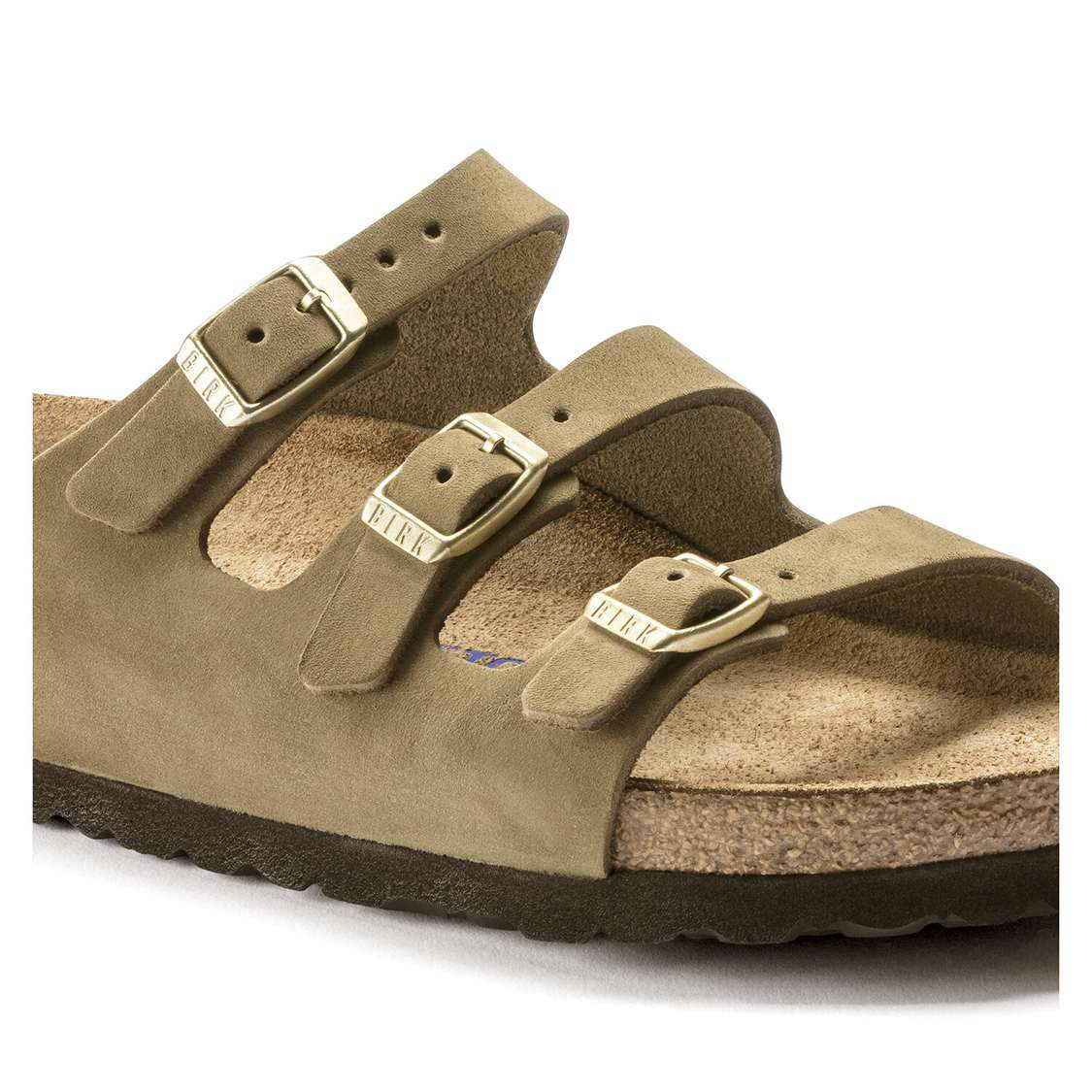 Birkenstock Florida Fresh Soft Footbed Nubuck Leather Multi Strap Sandals Khaki | 7f3lIsyB74F