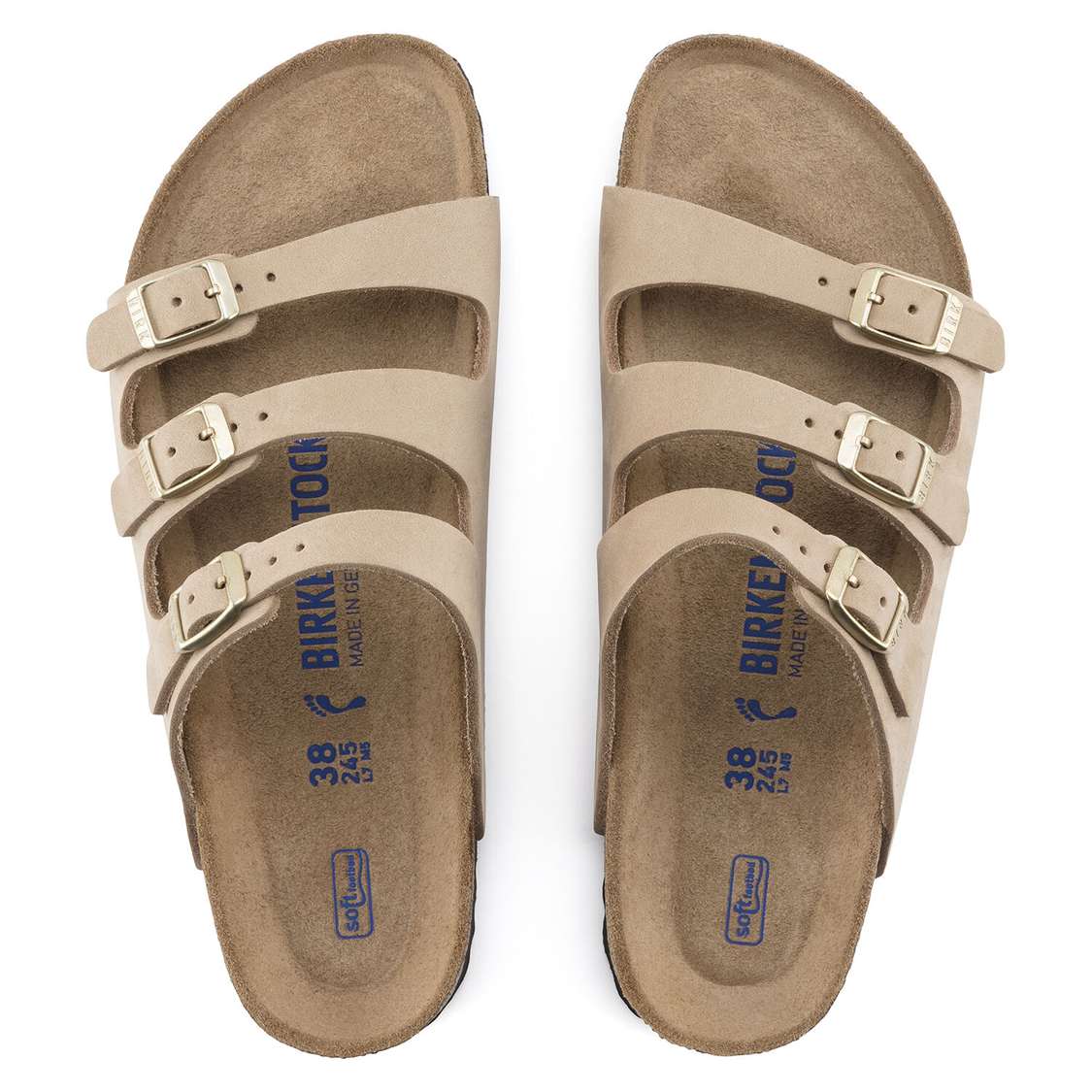 Birkenstock Florida Fresh Soft Footbed Nubuck Leather Multi Strap Sandals Brown | Lh2hp12CTpN