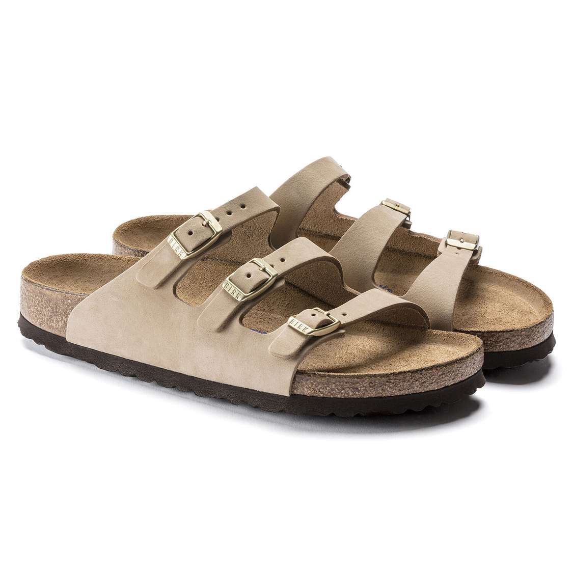 Birkenstock Florida Fresh Soft Footbed Nubuck Leather Multi Strap Sandals Brown | Lh2hp12CTpN