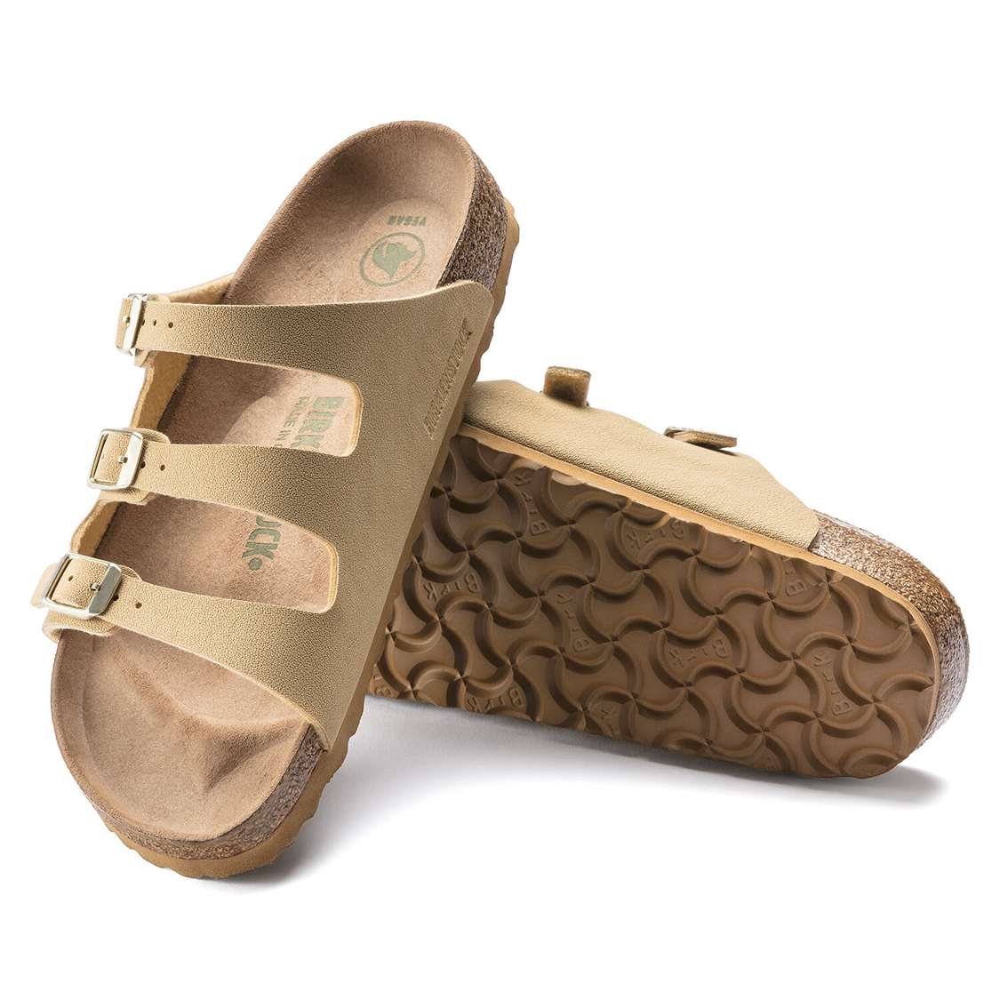 Birkenstock Florida Fresh Vegan Birkibuc Multi Strap Sandals Cream | Pk7STtccoGA