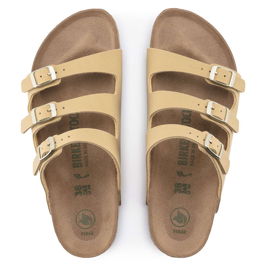 Birkenstock Florida Fresh Vegan Birkibuc Multi Strap Sandals Cream | Pk7STtccoGA