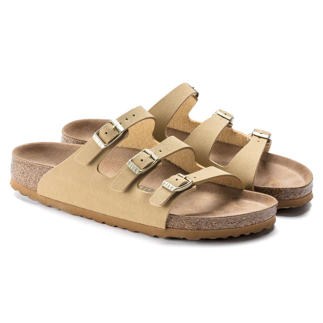 Birkenstock Florida Fresh Vegan Birkibuc Multi Strap Sandals Cream | Pk7STtccoGA