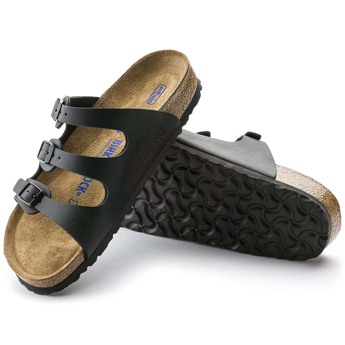 Birkenstock Florida Soft Footbed Birko-Flor Multi Strap Sandals Black | jnEzwogO3oL