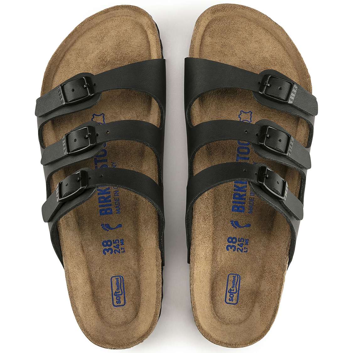 Birkenstock Florida Soft Footbed Birko-Flor Multi Strap Sandals Black | jnEzwogO3oL