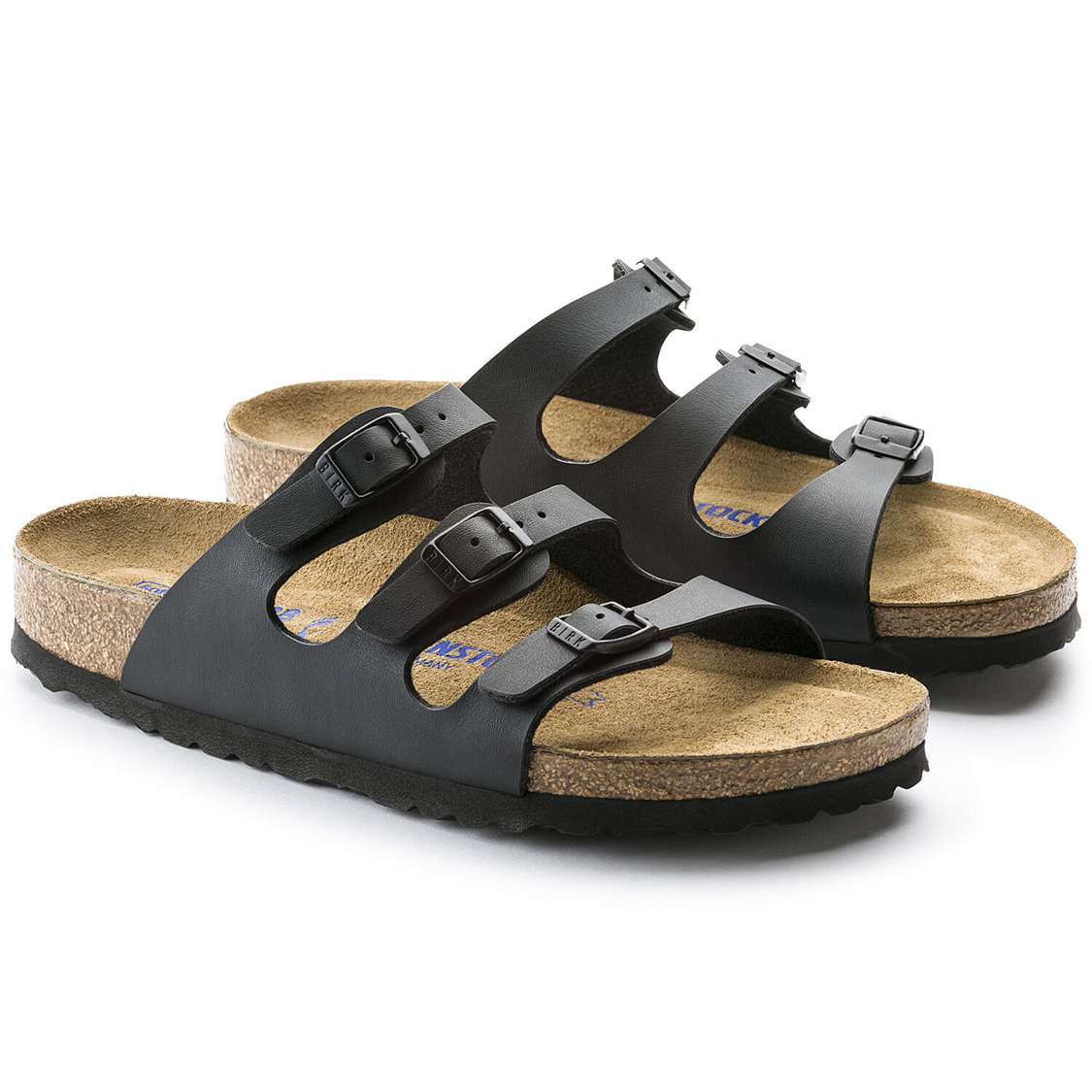 Birkenstock Florida Soft Footbed Birko-Flor Multi Strap Sandals Black | jnEzwogO3oL