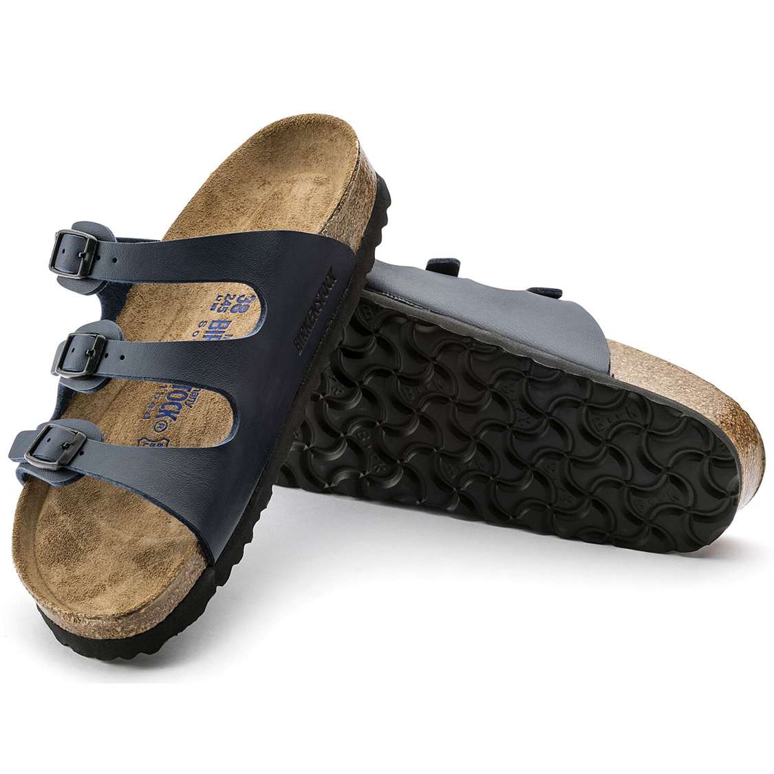 Birkenstock Florida Soft Footbed Birko-Flor Multi Strap Sandals Blue | rIzjLxGSmbi