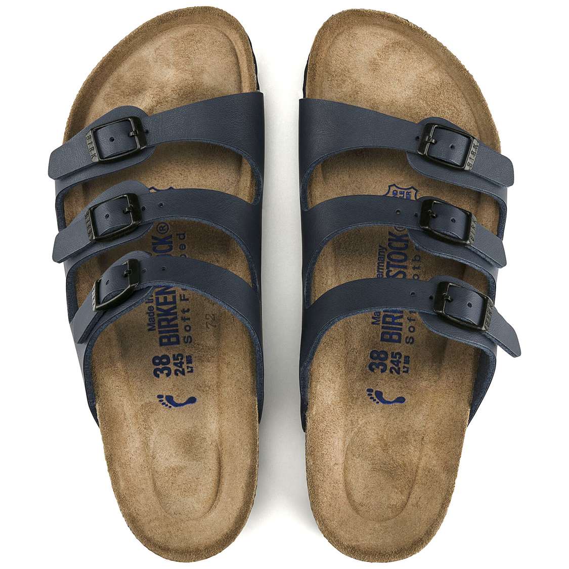 Birkenstock Florida Soft Footbed Birko-Flor Multi Strap Sandals Blue | rIzjLxGSmbi