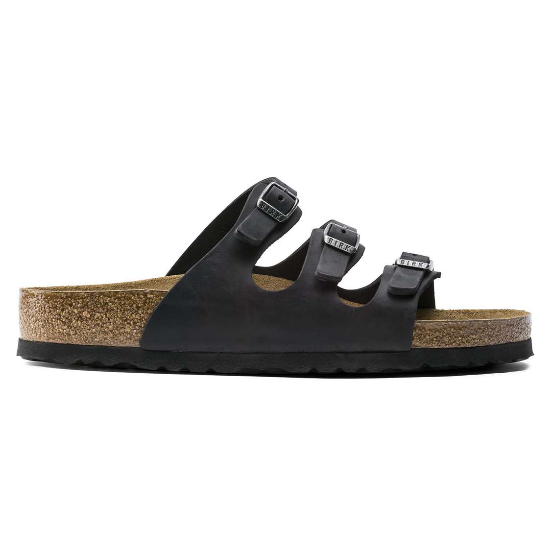 Birkenstock Florida Soft Footbed Oiled Leather Multi Strap Sandals Black | DiqFpbxKbf7