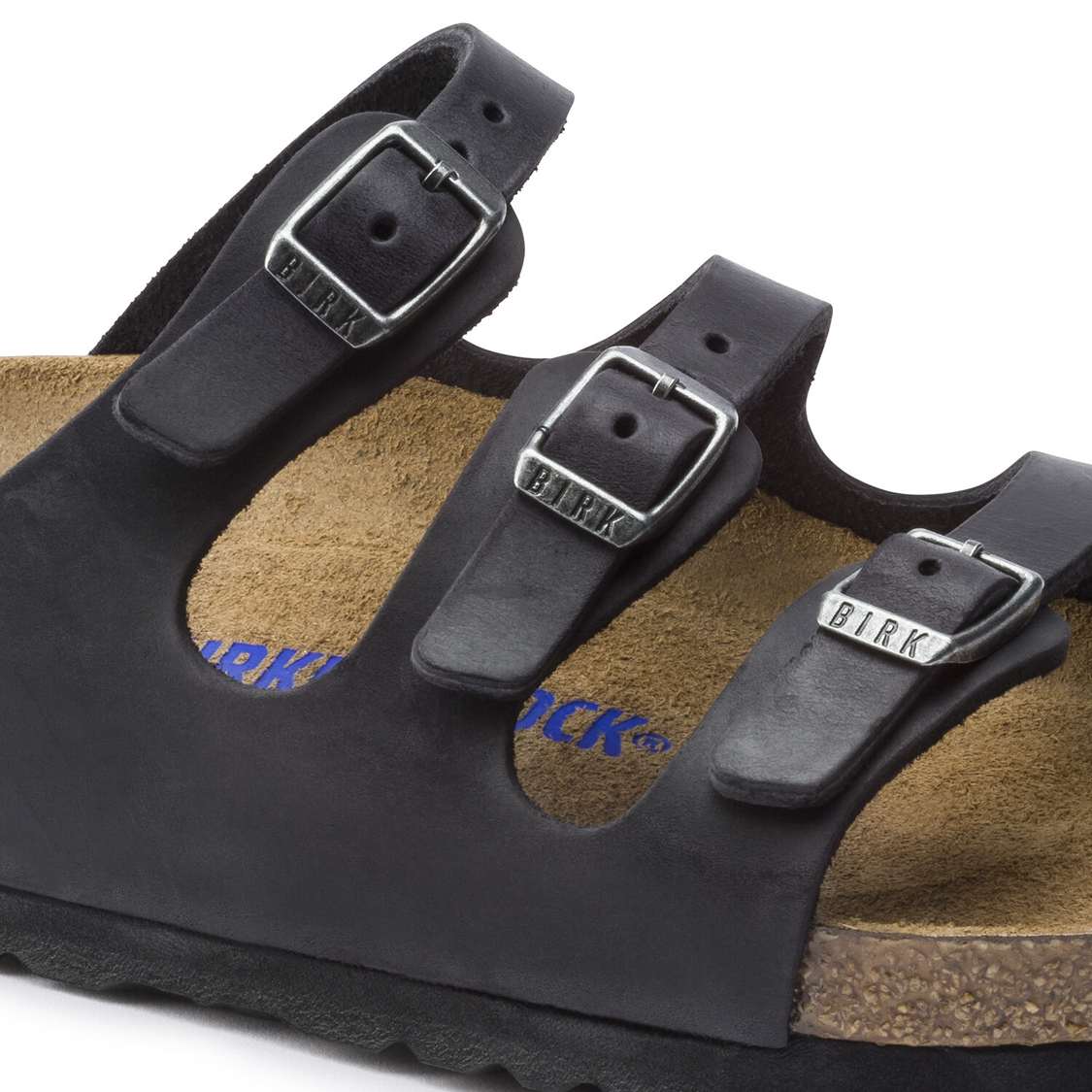 Birkenstock Florida Soft Footbed Oiled Leather Multi Strap Sandals Black | DiqFpbxKbf7