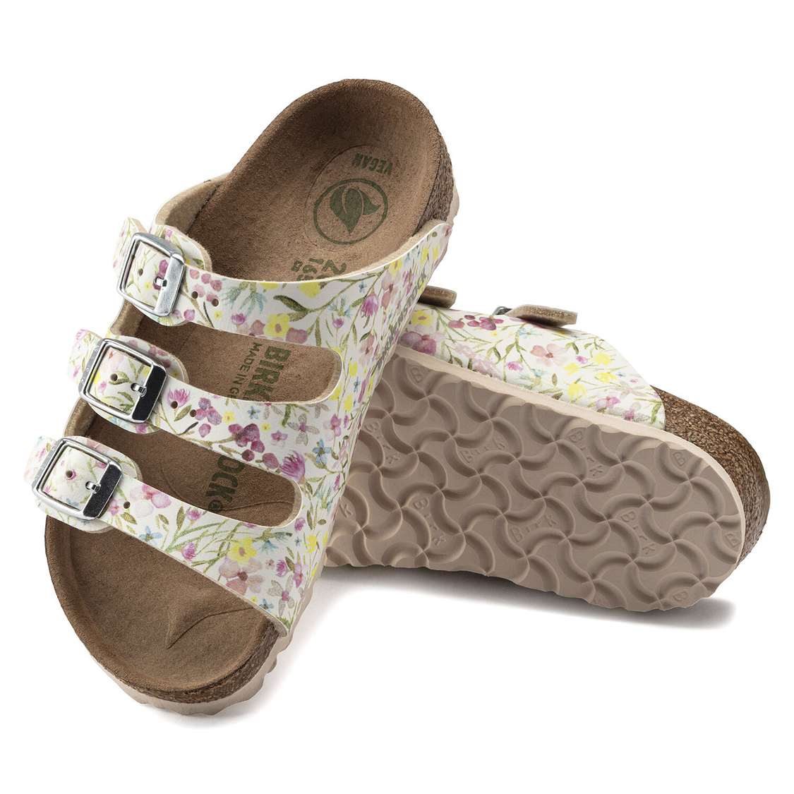 Birkenstock Florida Vegan Birko-Flor Girls Sandals Flower White | EHPa9f2Wo11