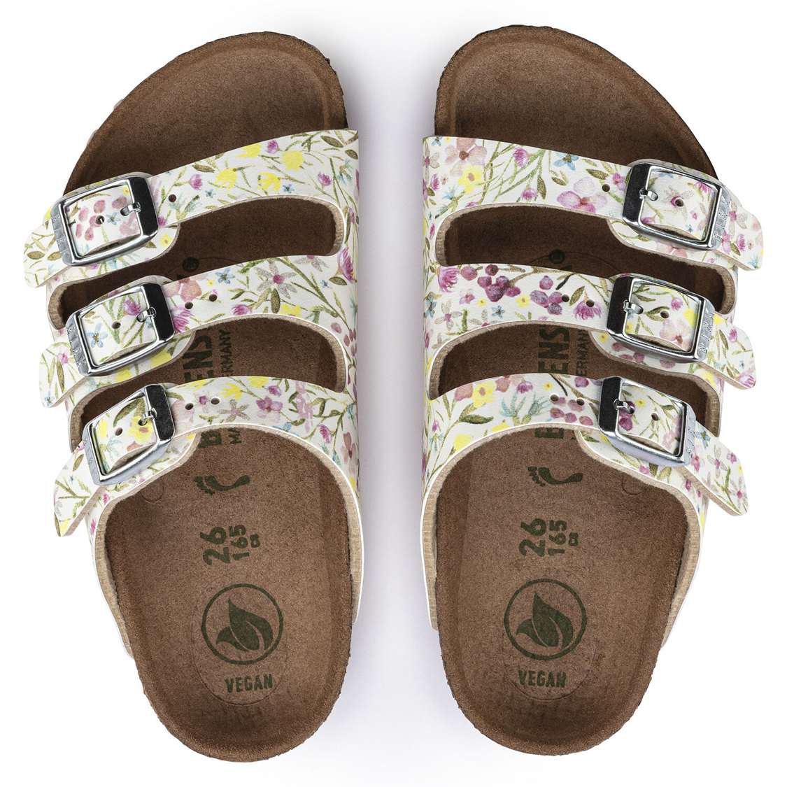 Birkenstock Florida Vegan Birko-Flor Girls Sandals Flower White | EHPa9f2Wo11