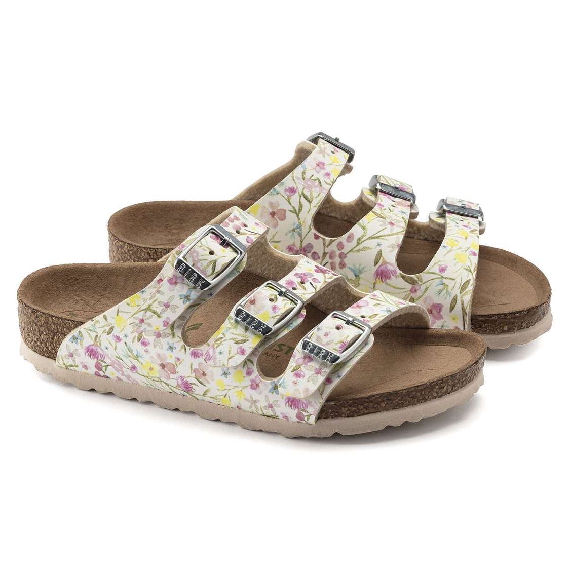 Birkenstock Florida Vegan Birko-Flor Girls Sandals Flower White | EHPa9f2Wo11