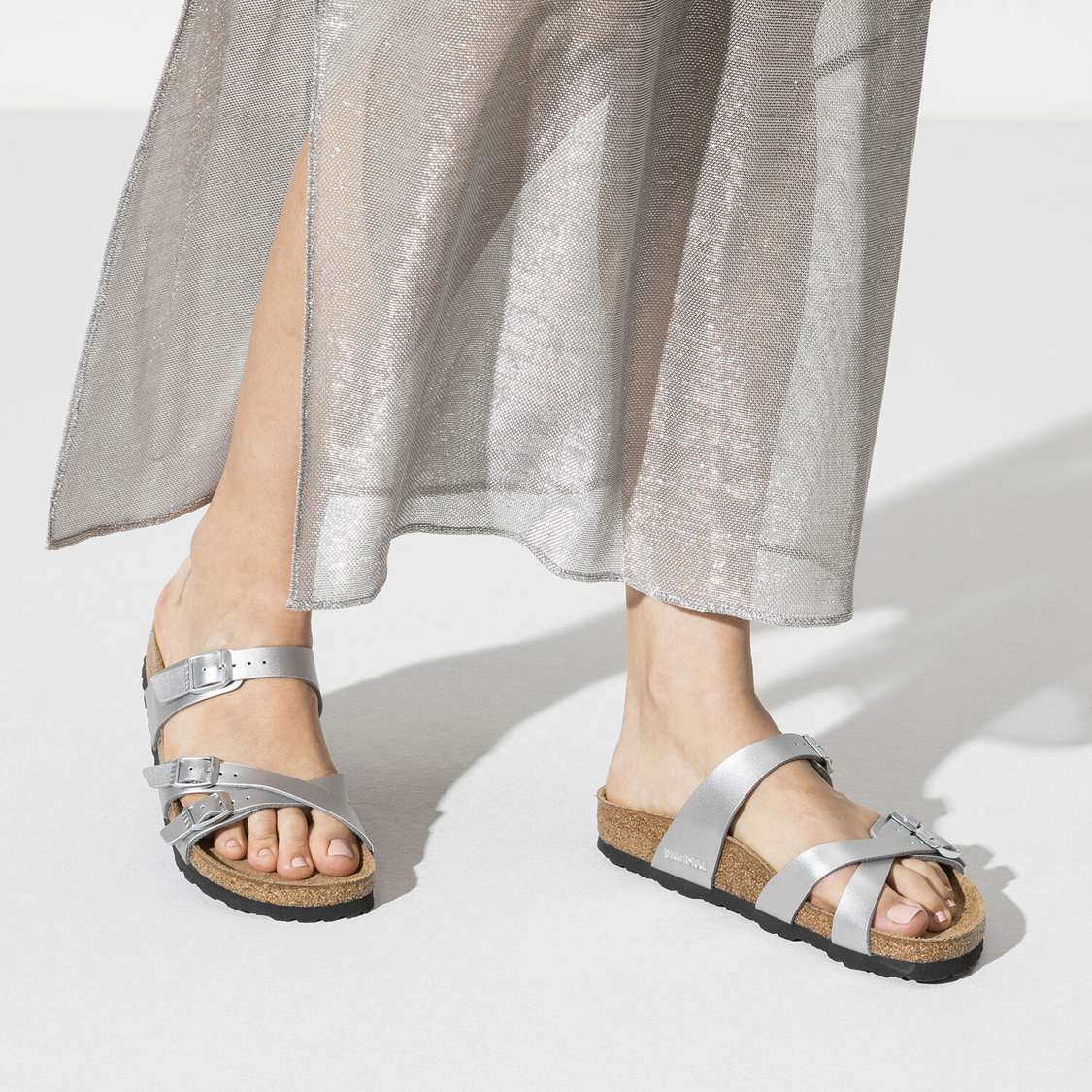 Birkenstock Franca Birko-Flor Multi Strap Sandals Silver | MeOEiwvaE8C