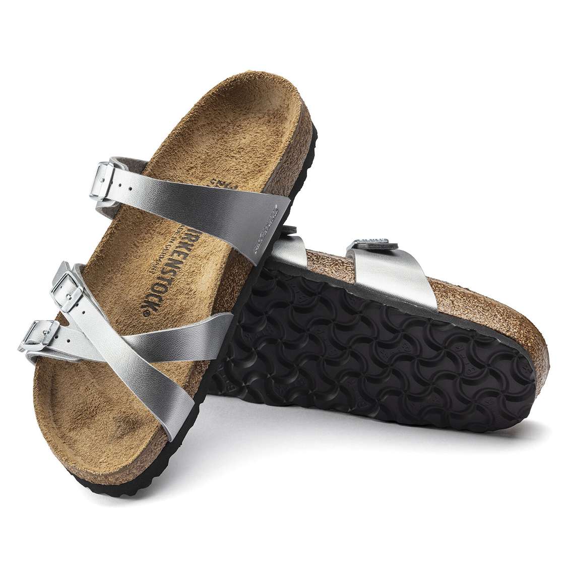 Birkenstock Franca Birko-Flor Multi Strap Sandals Silver | MeOEiwvaE8C