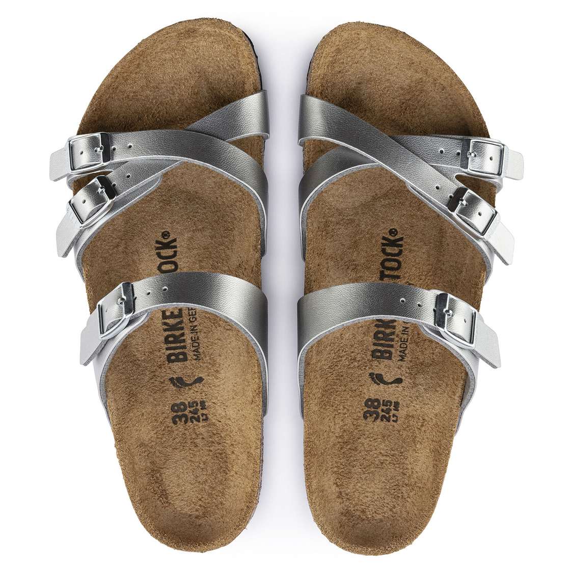 Birkenstock Franca Birko-Flor Multi Strap Sandals Silver | MeOEiwvaE8C