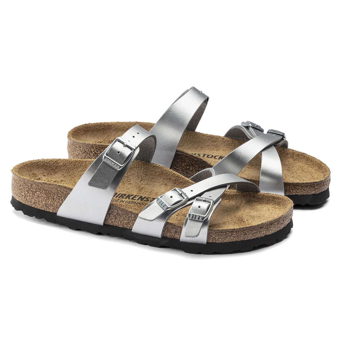 Birkenstock Franca Birko-Flor Multi Strap Sandals Silver | MeOEiwvaE8C