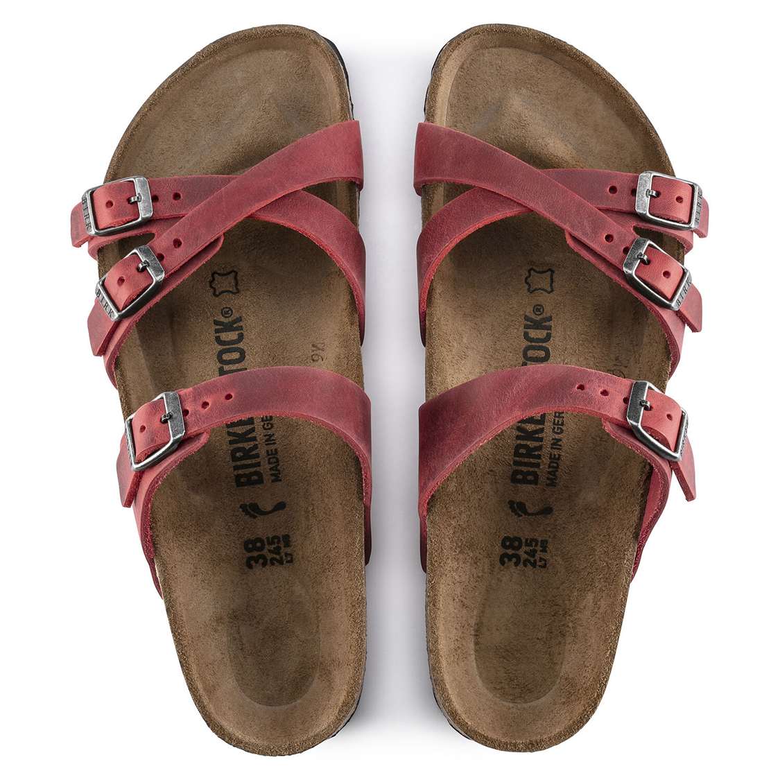 Birkenstock Franca Oiled Leather Multi Strap Sandals Red | 96vhAiOtmUA