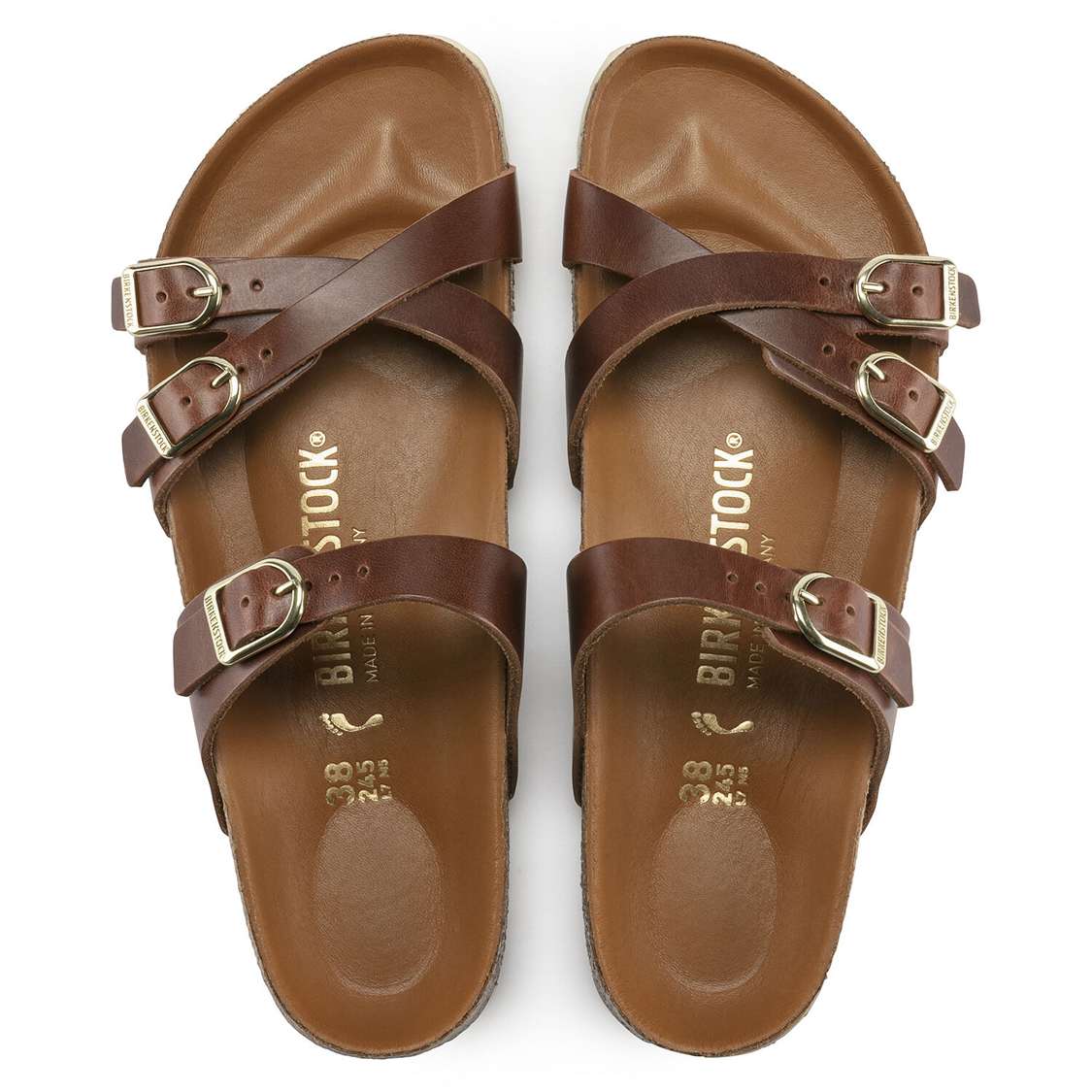 Birkenstock Franca Oiled Leather Multi Strap Sandals Brown | HQlQyuBgQb9