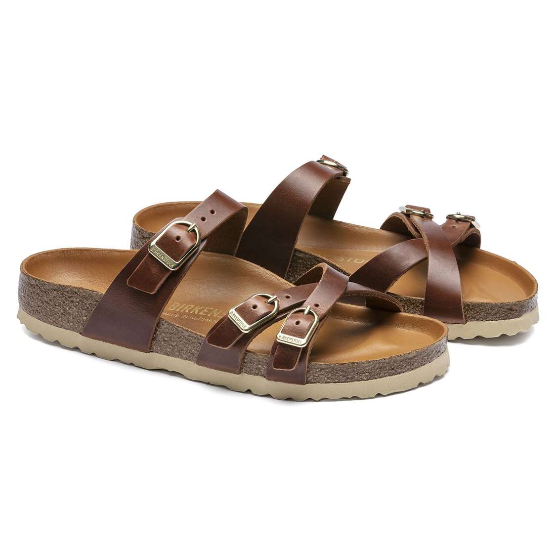 Birkenstock Franca Oiled Leather Multi Strap Sandals Brown | HQlQyuBgQb9