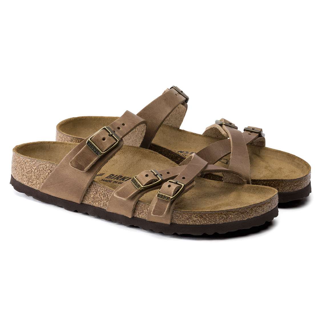 Birkenstock Franca Oiled Leather Multi Strap Sandals Brown | auPNEwjRd8D