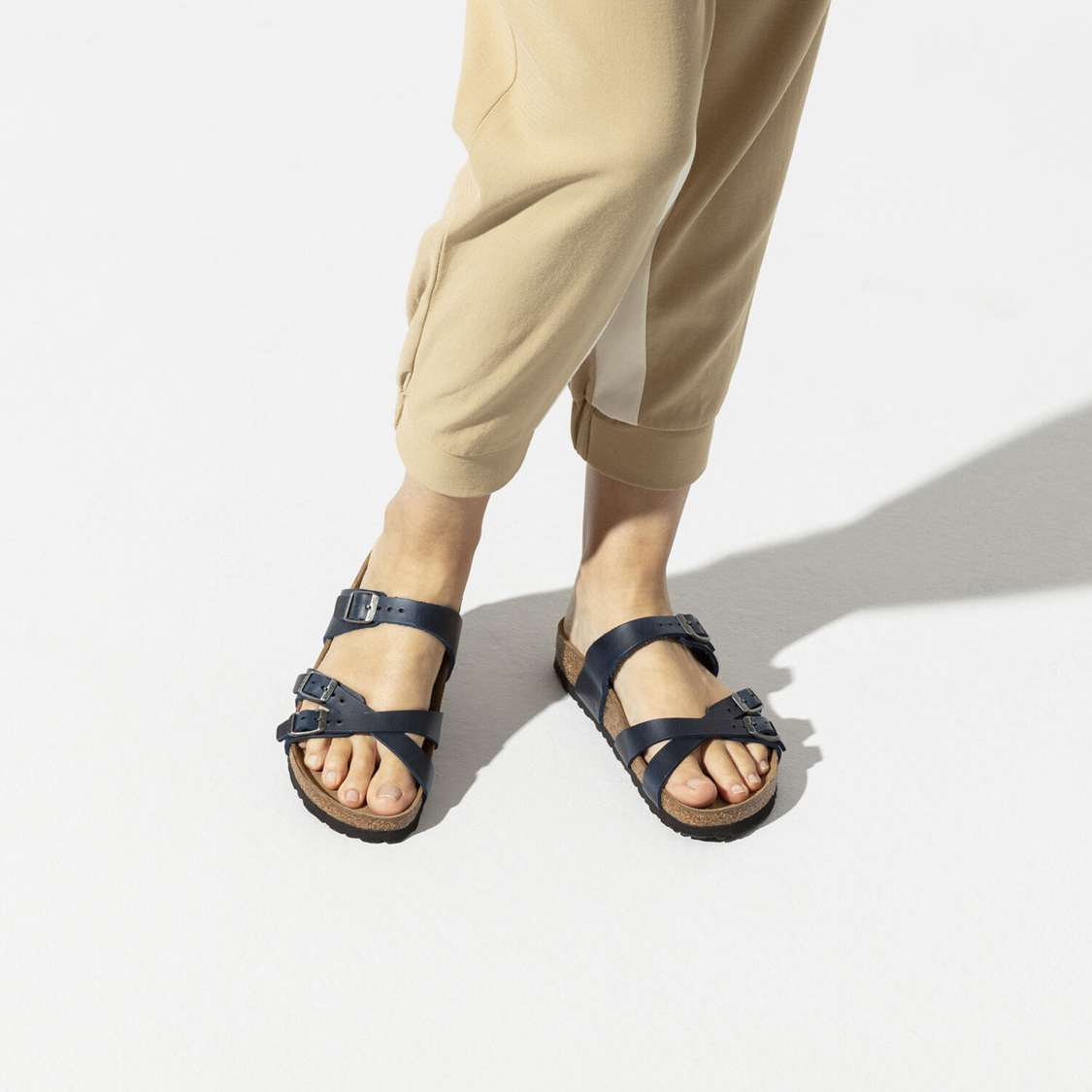 Birkenstock Franca Oiled Leather Multi Strap Sandals Blue | hQbCC1uyKHP