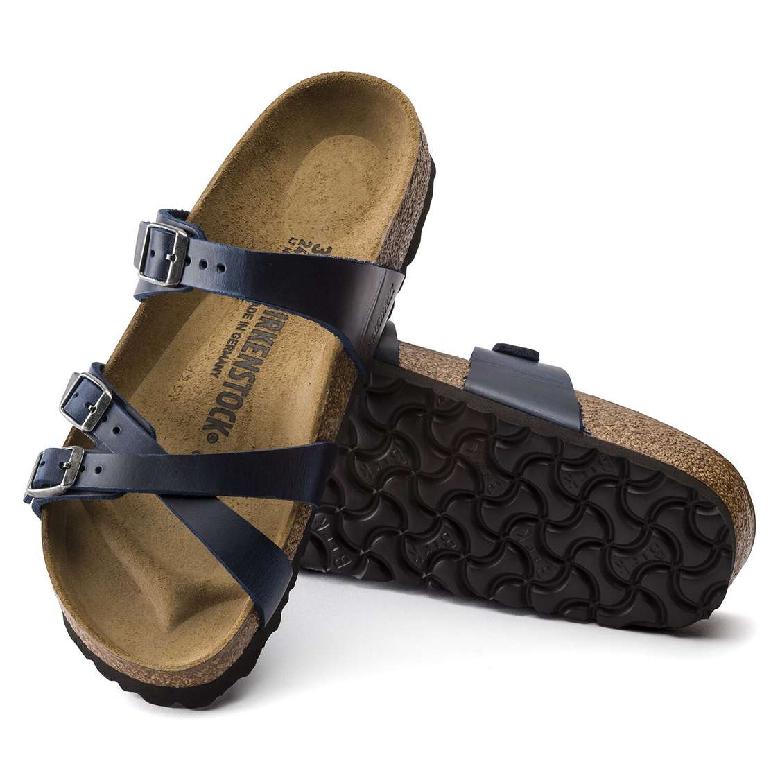 Birkenstock Franca Oiled Leather Multi Strap Sandals Blue | hQbCC1uyKHP