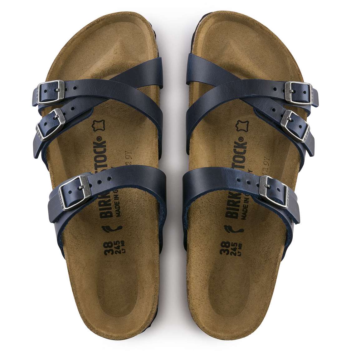 Birkenstock Franca Oiled Leather Multi Strap Sandals Blue | hQbCC1uyKHP