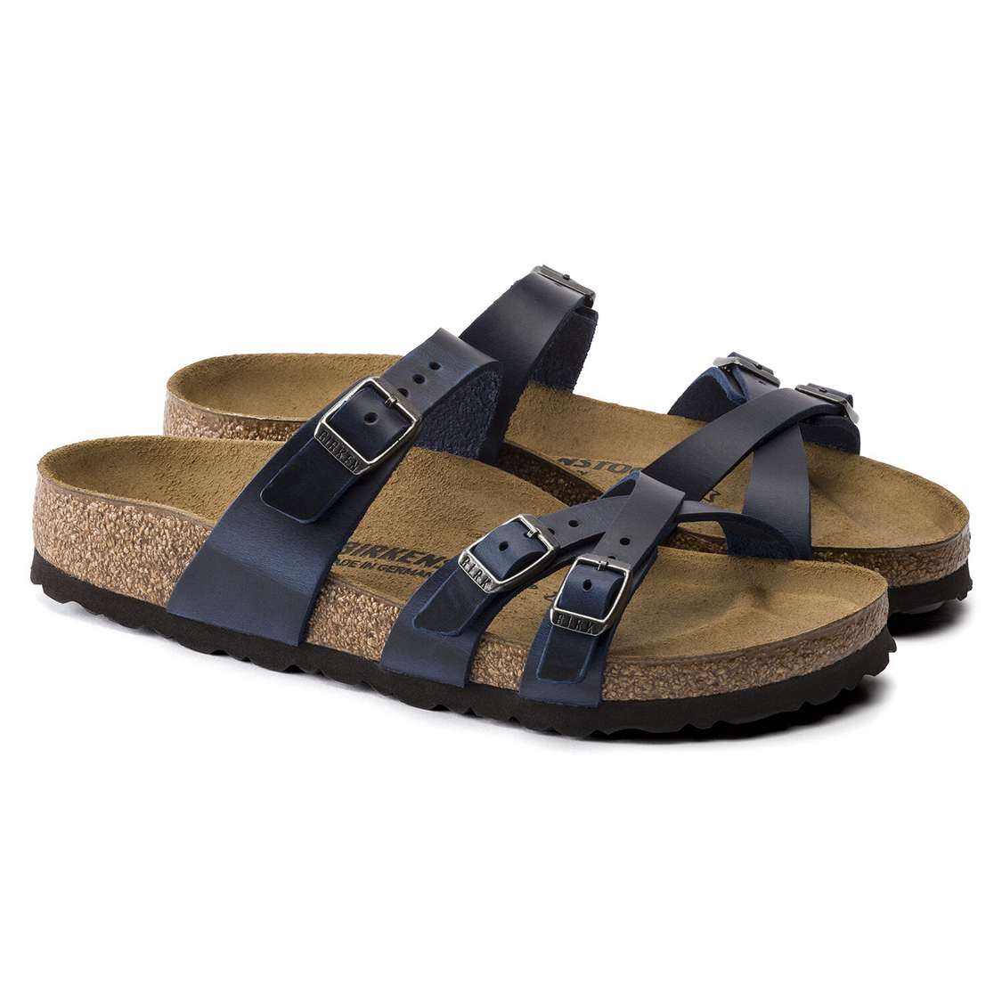 Birkenstock Franca Oiled Leather Multi Strap Sandals Blue | hQbCC1uyKHP