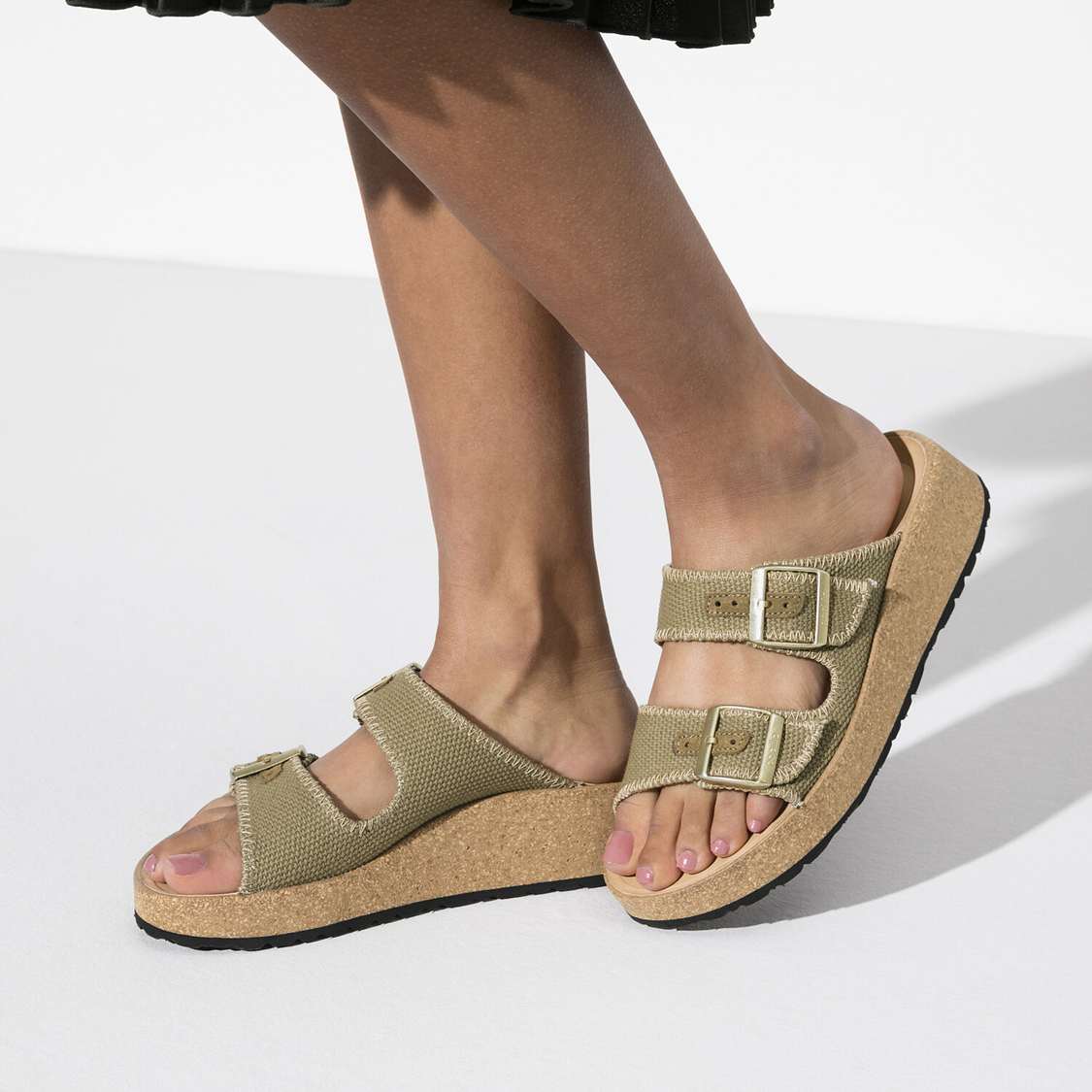 Birkenstock Gabriela Natural Fibre Mix Back Strap Sandals Khaki | VIKVAtYpZyQ