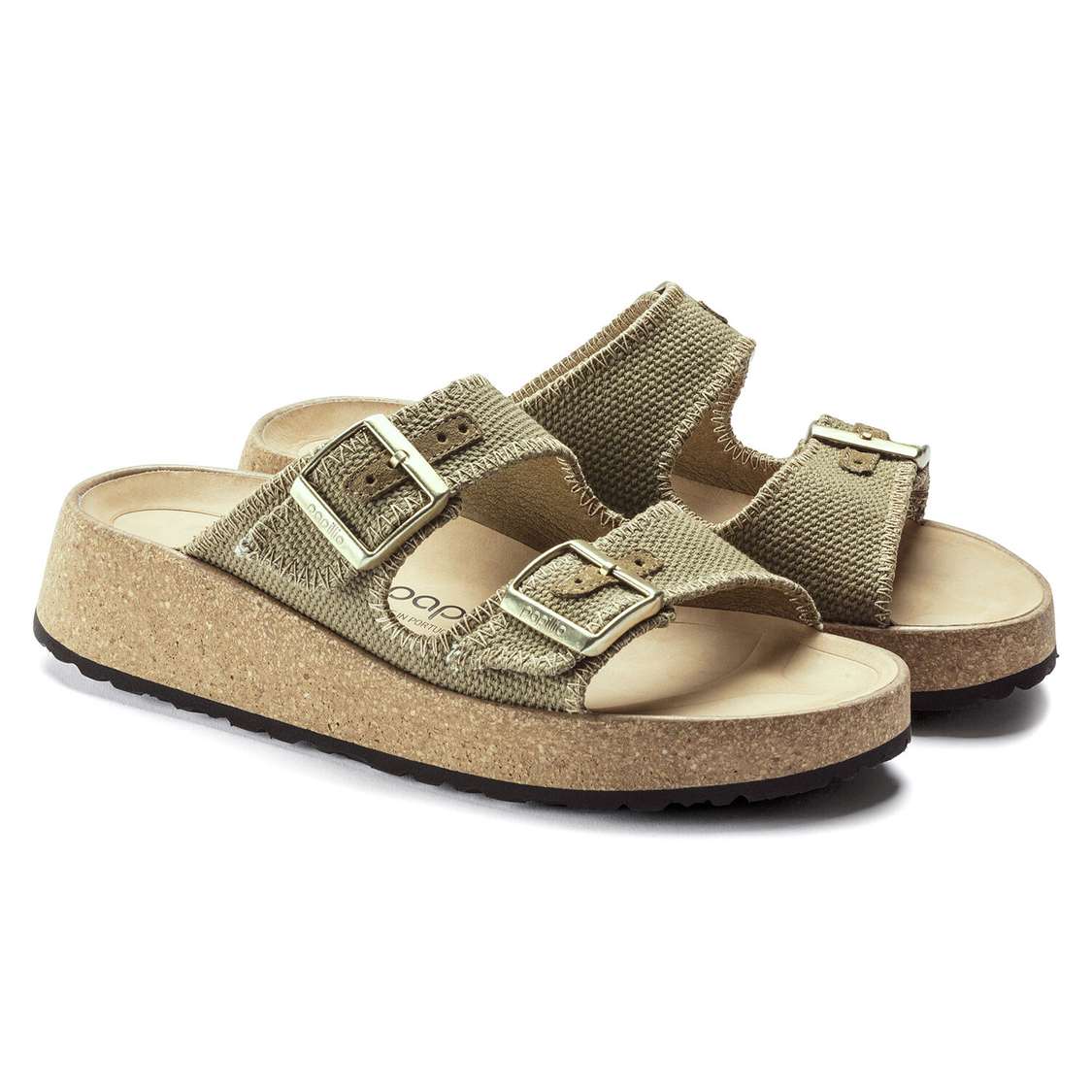 Birkenstock Gabriela Natural Fibre Mix Back Strap Sandals Khaki | VIKVAtYpZyQ