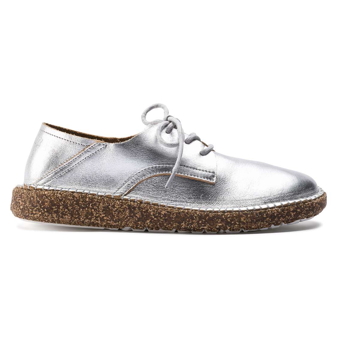 Birkenstock Gary Leather Lace Up Shoes Silver | vSJBSgDzeiM