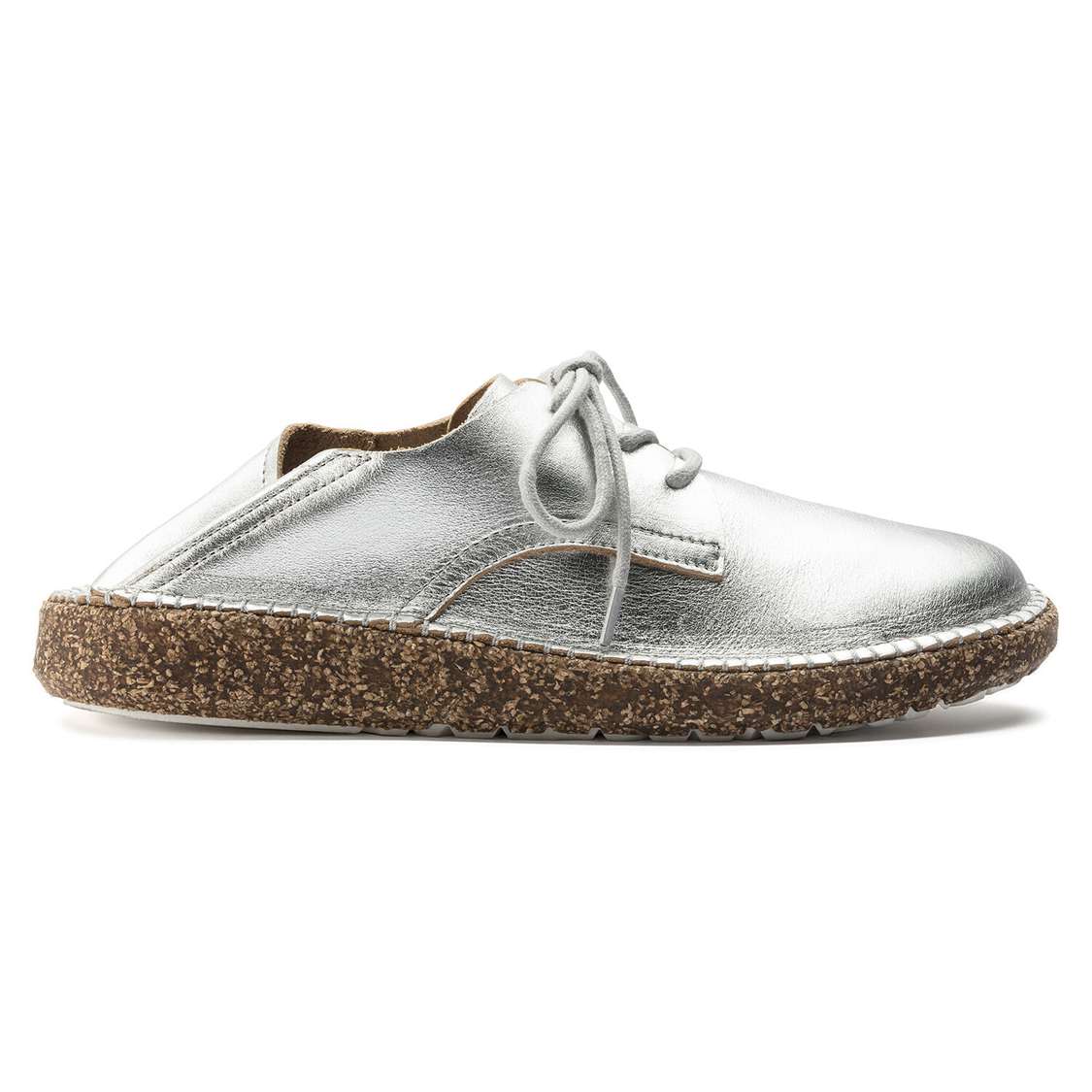 Birkenstock Gary Leather Lace Up Shoes Silver | vSJBSgDzeiM