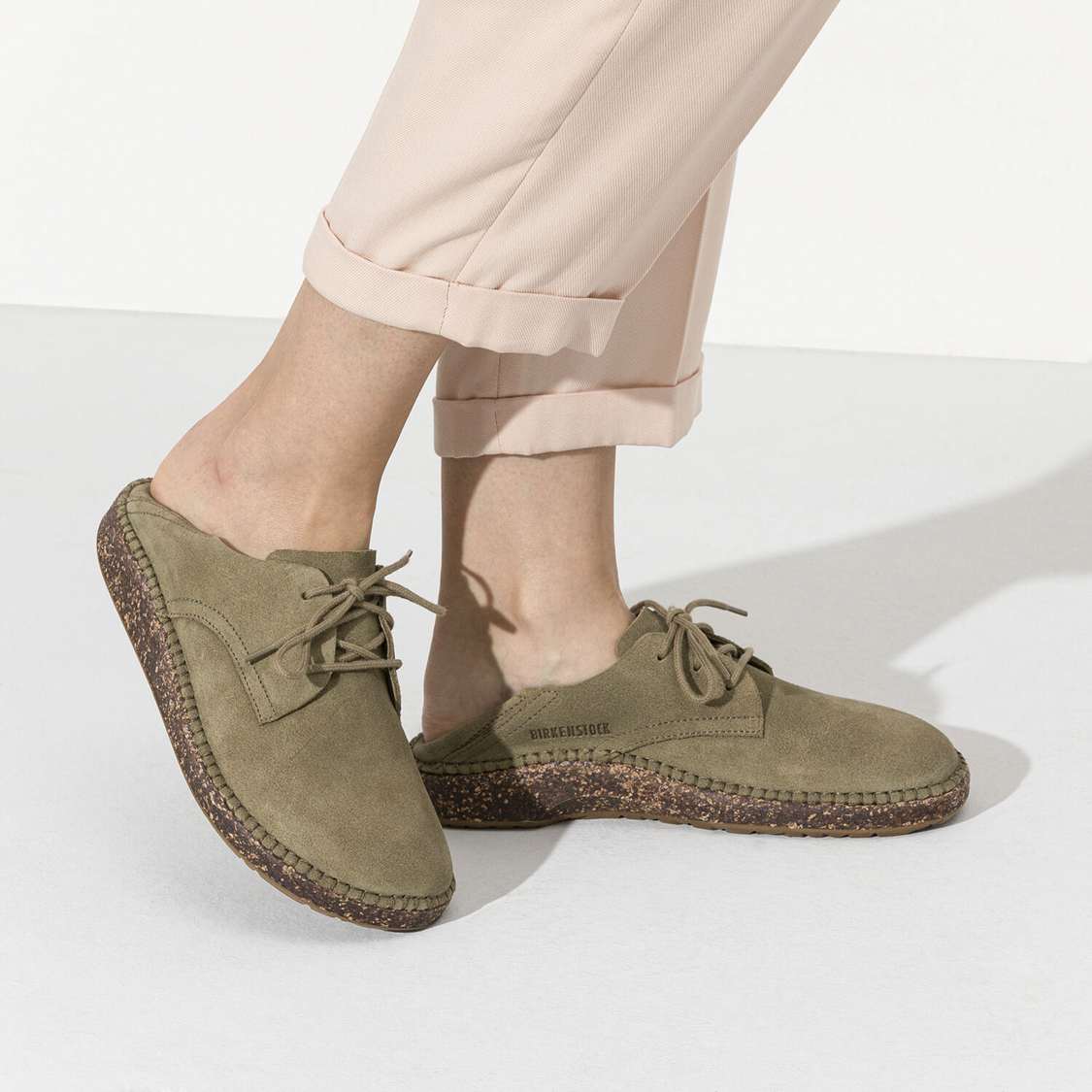 Birkenstock Gary Suede Leather Lace Up Shoes Khaki | VgvLFkEAxSI