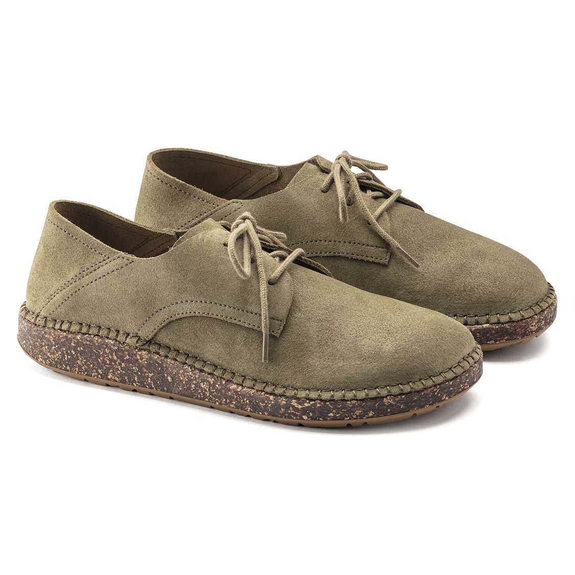 Birkenstock Gary Suede Leather Lace Up Shoes Khaki | VgvLFkEAxSI