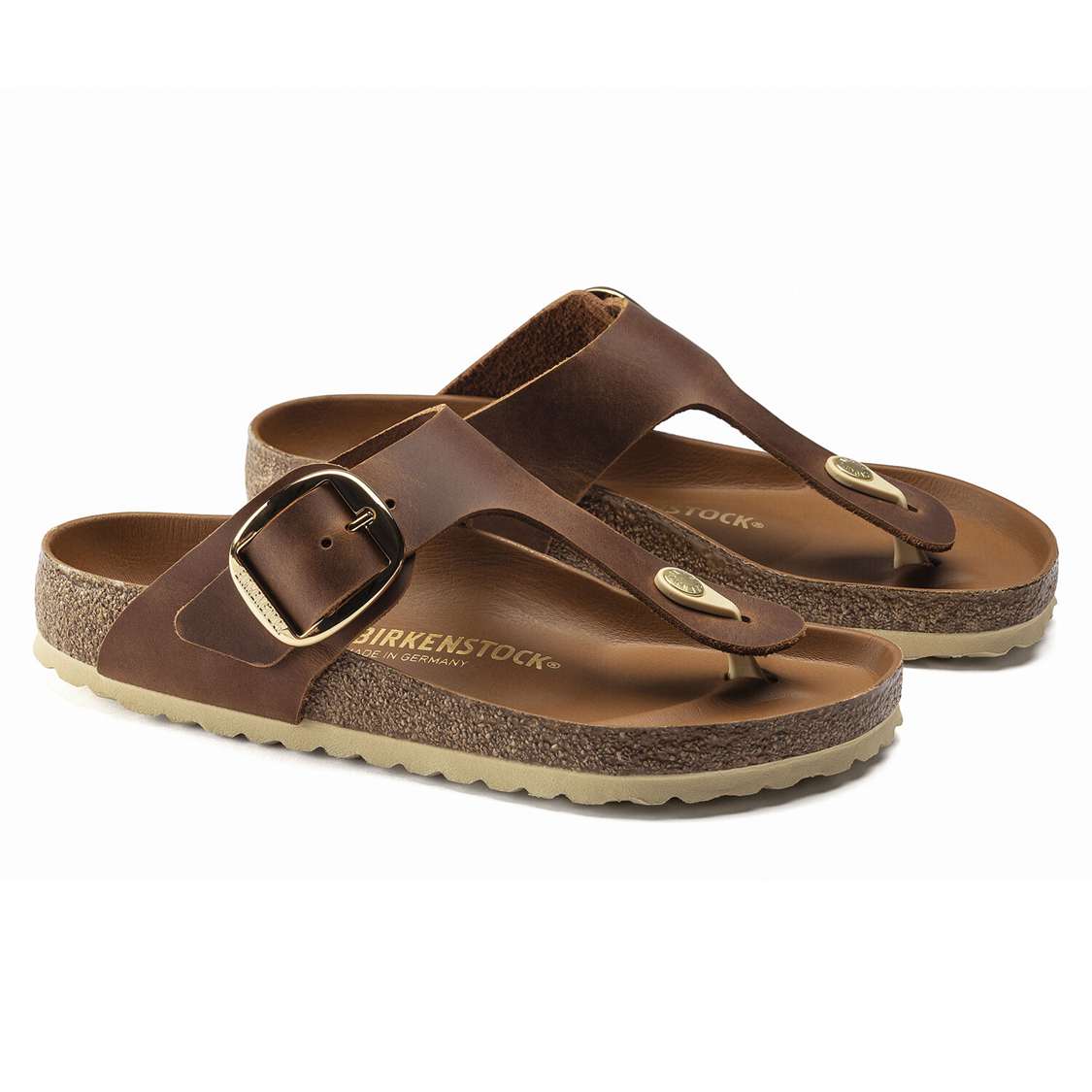 Birkenstock Gizeh Big Buckle Leather One Strap Sandals Brown | oKhOCrPItz2