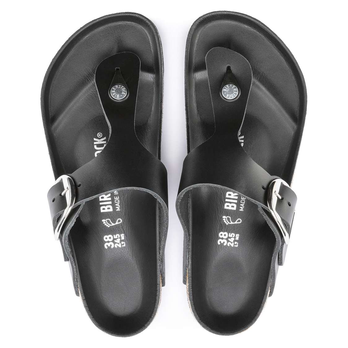 Birkenstock Gizeh Big Buckle Leather One Strap Sandals Black | p9kLLsaxBLg