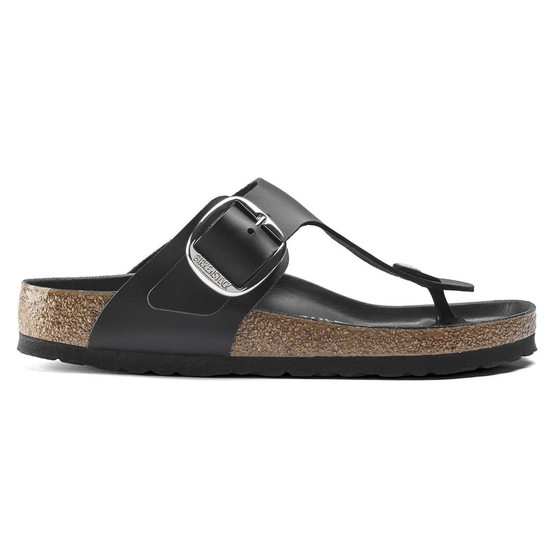 Birkenstock Gizeh Big Buckle Leather One Strap Sandals Black | p9kLLsaxBLg