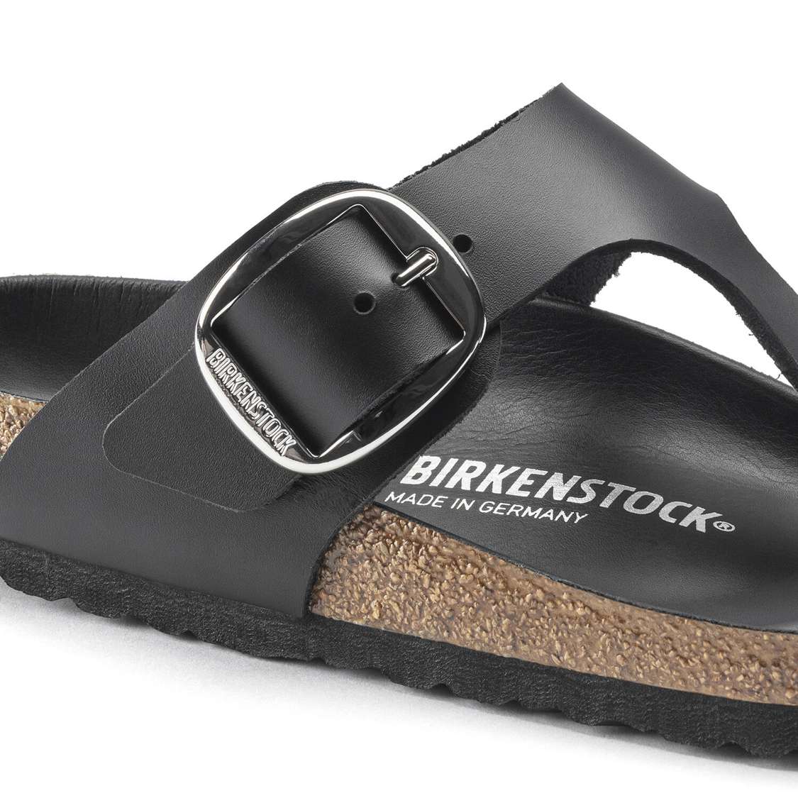 Birkenstock Gizeh Big Buckle Leather One Strap Sandals Black | p9kLLsaxBLg