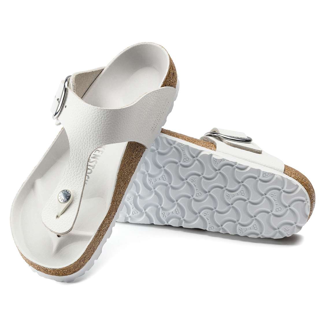 Birkenstock Gizeh Big Buckle Leather One Strap Sandals White | qmZCYafYkpJ