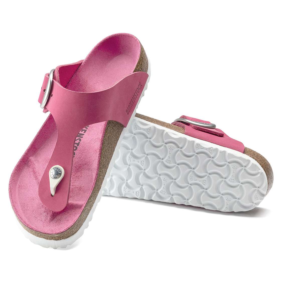 Birkenstock Gizeh Big Buckle Nubuck Leather One Strap Sandals Fuchsia | 8fltBDBQJMH