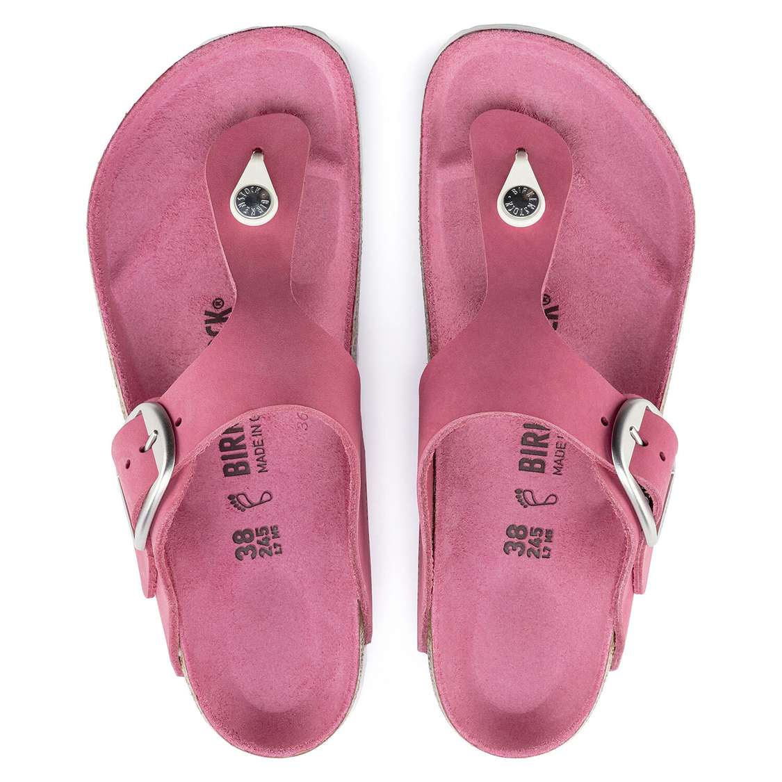 Birkenstock Gizeh Big Buckle Nubuck Leather One Strap Sandals Fuchsia | 8fltBDBQJMH