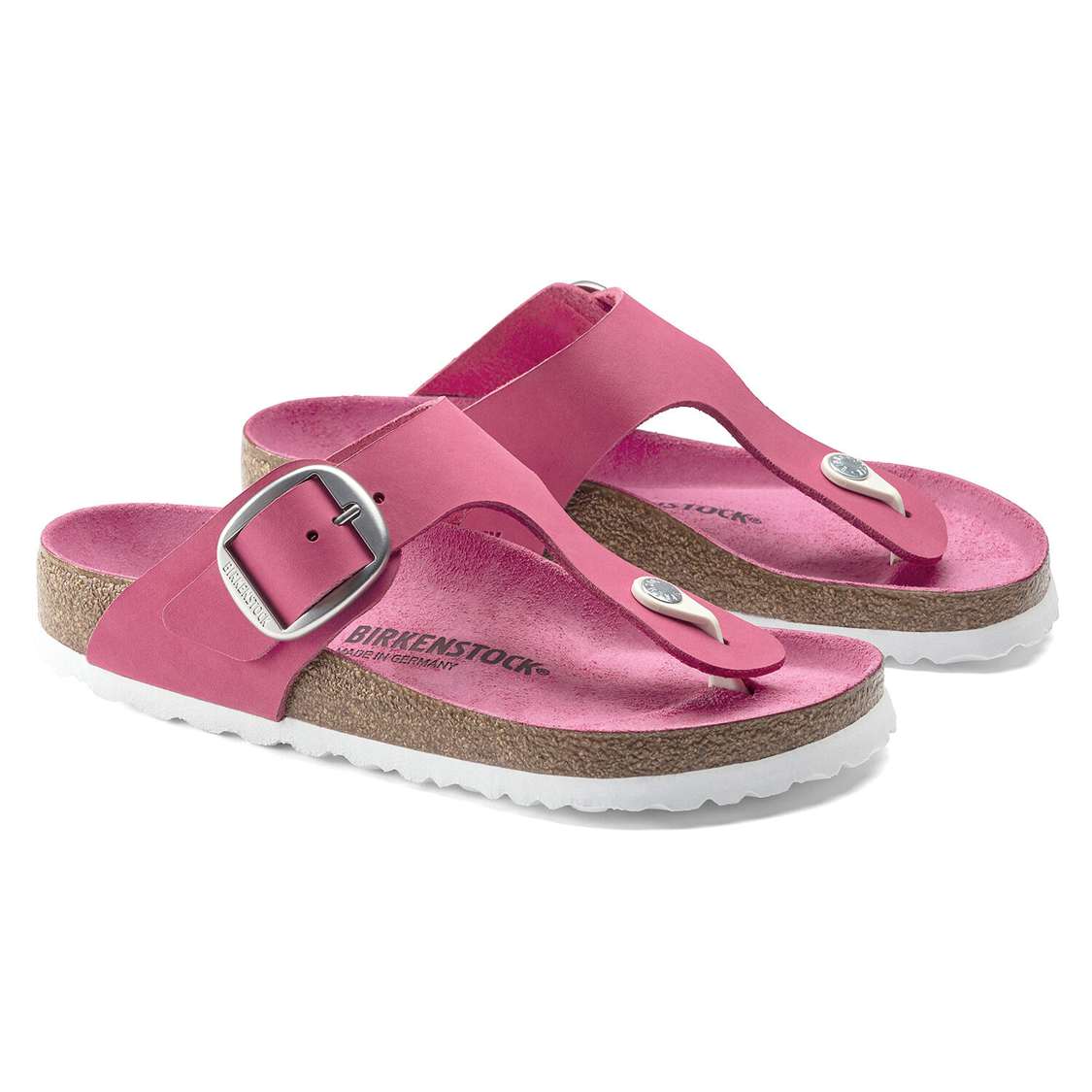 Birkenstock Gizeh Big Buckle Nubuck Leather One Strap Sandals Fuchsia | 8fltBDBQJMH