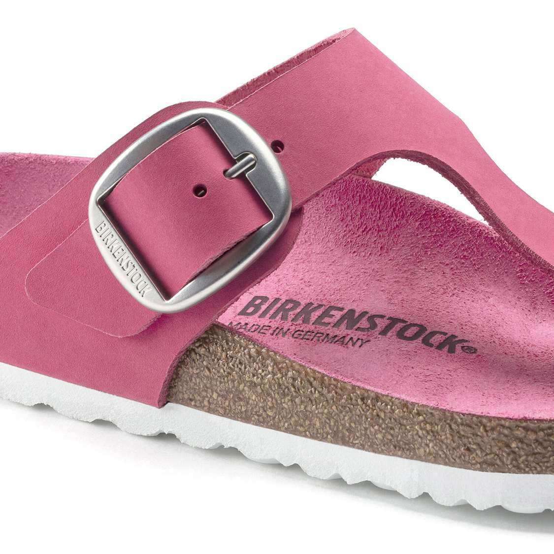 Birkenstock Gizeh Big Buckle Nubuck Leather One Strap Sandals Fuchsia | 8fltBDBQJMH