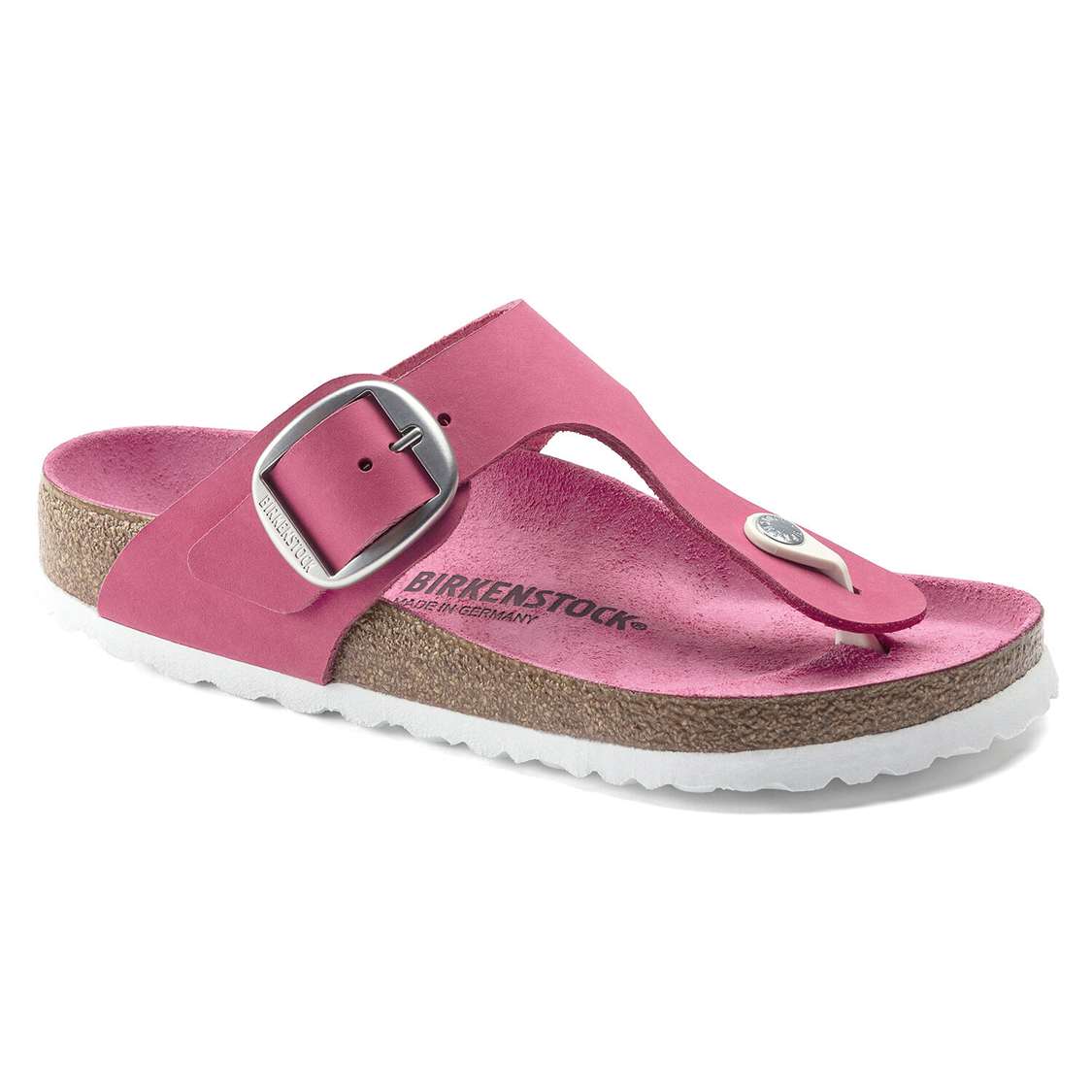 Birkenstock Gizeh Big Buckle Nubuck Leather One Strap Sandals Fuchsia | 8fltBDBQJMH