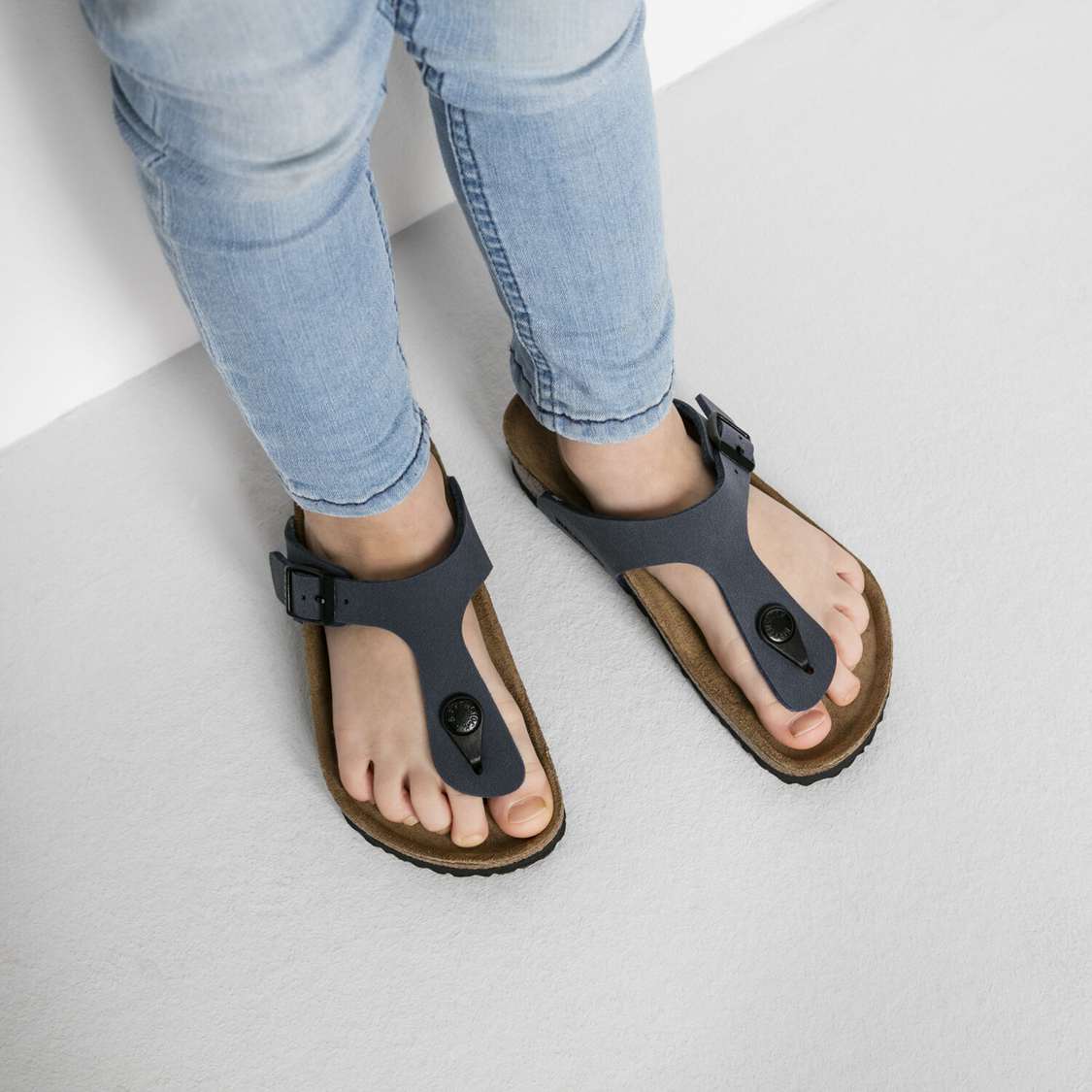 Birkenstock Gizeh Birkibuc Boys Sandals Navy | FuQA77IjbSl