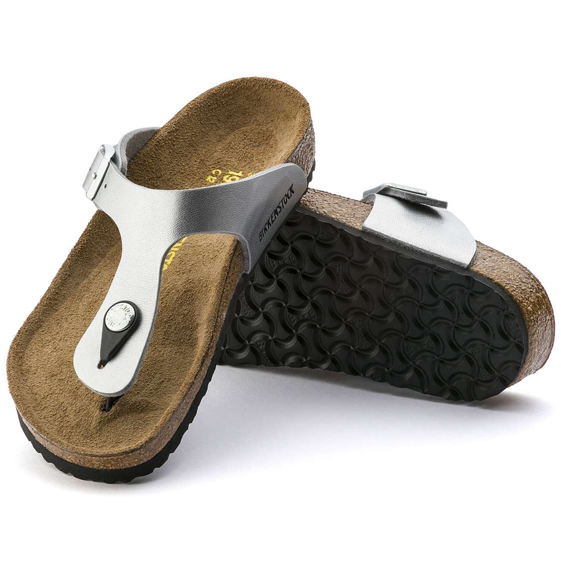 Birkenstock Gizeh Birko-Flor Boys Sandals Silver | HMV2EYLxOxd